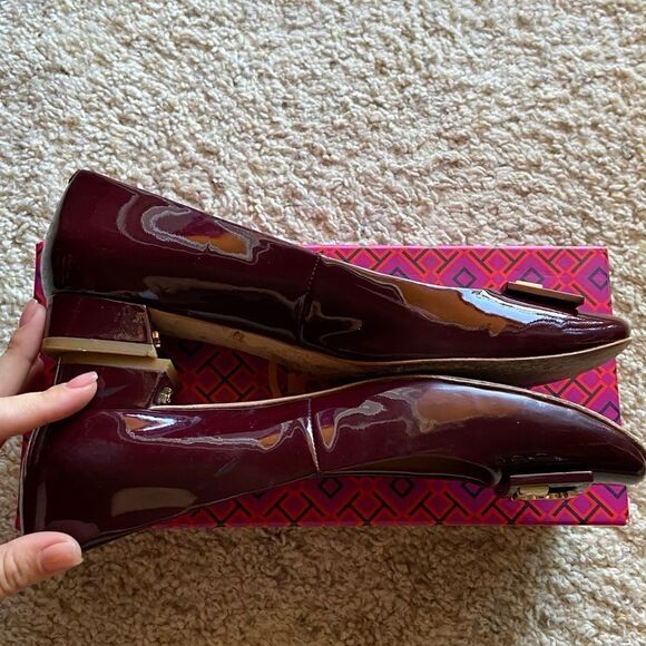 Tory Burch Gigi Burgundy Red Midi Heel Pump Size 7 - Picture 11 of 15